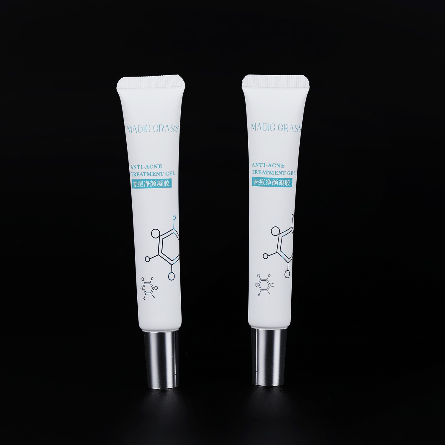 High Quality LDPE 10ml Black Cosmetic Squeeze Tubes with Gold Metal Massage Applicator