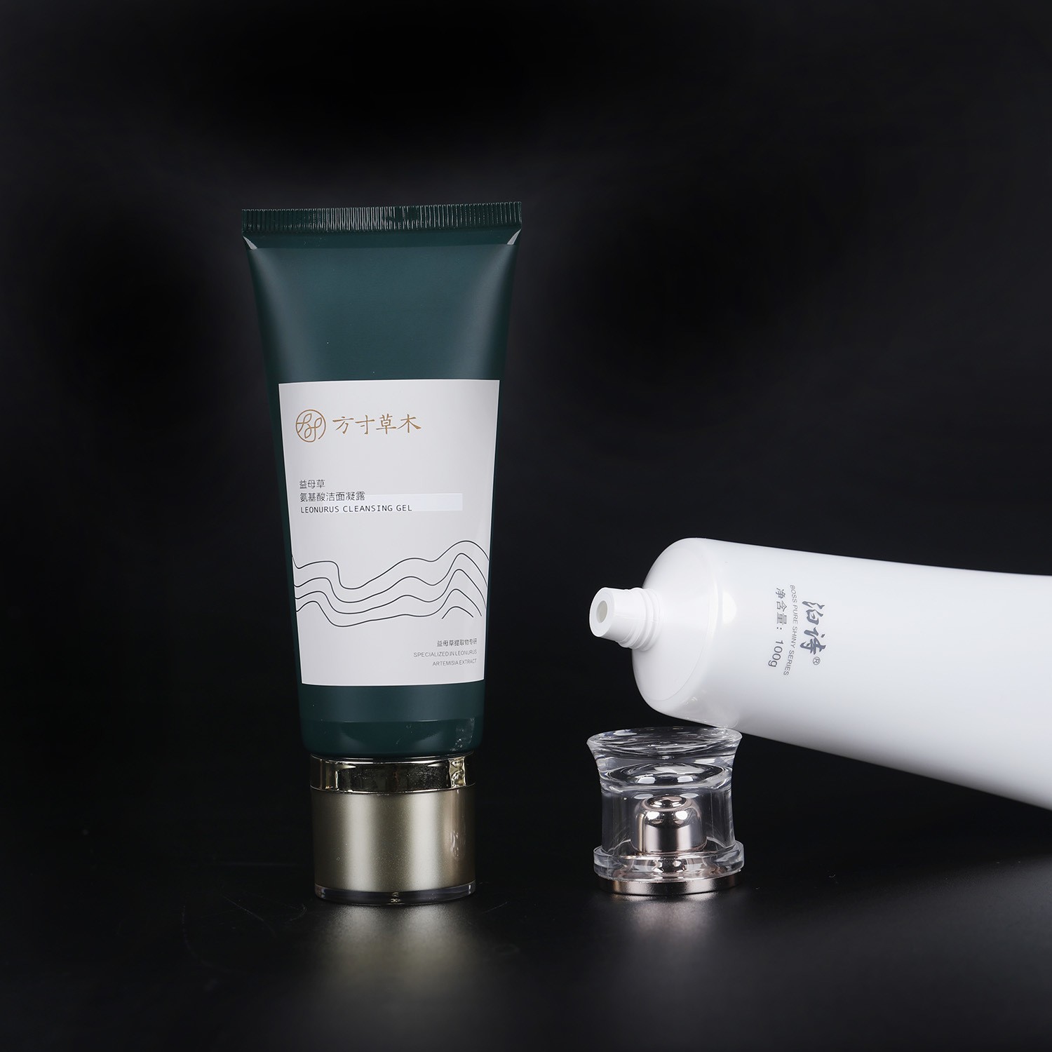 Skincare Cleaner Tube Squeeze Serum 30ml 60ml PE Wholesale Cosmetic Tubes with Acrylic Crown Cover